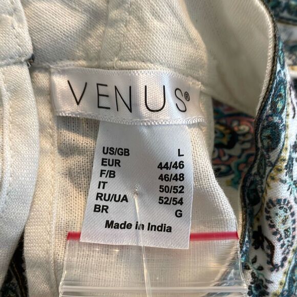 Venus Printed Trim Linen Mix Halter Top Ivory  L - Picture 6 of 9